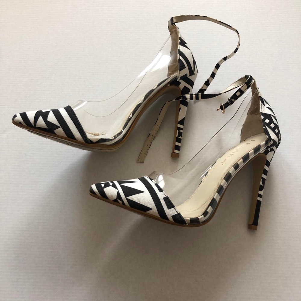 Black and white heels